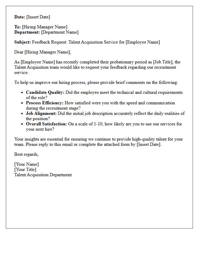 Talent Acquisition Service Post-Probation Feedback Letter
