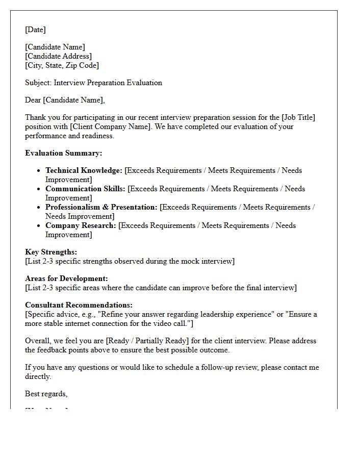 Agency Interview Preparation Evaluation Letter