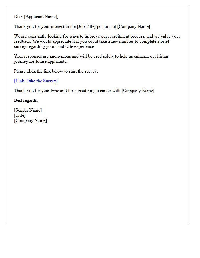 Applicant Experience Survey Invitation Letter