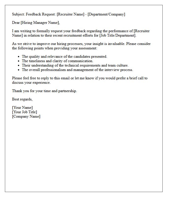 Recruiter Performance Feedback Request Letter