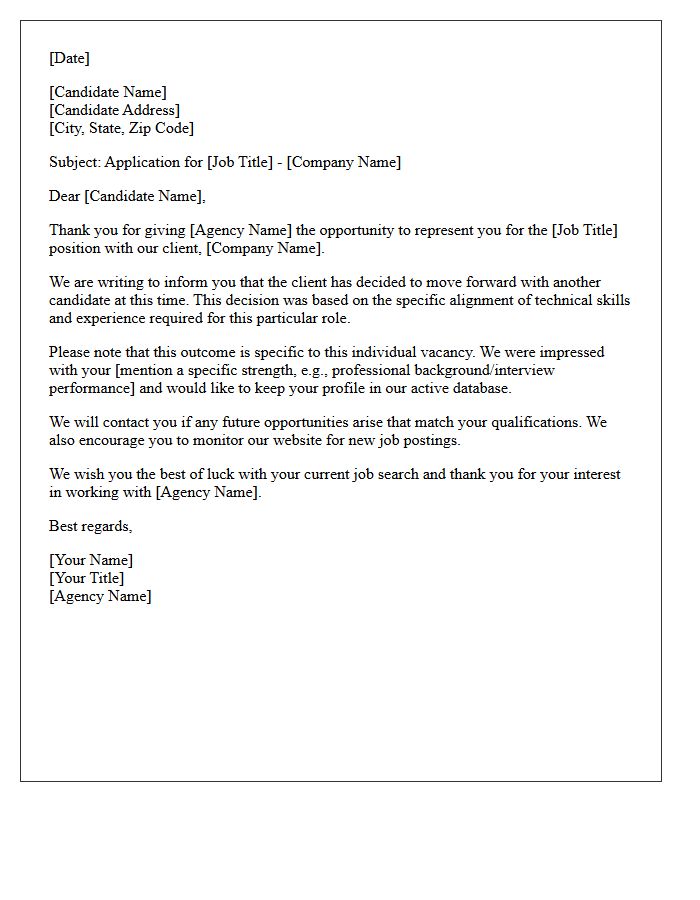 Unsuccessful Candidate Agency Experience Letter