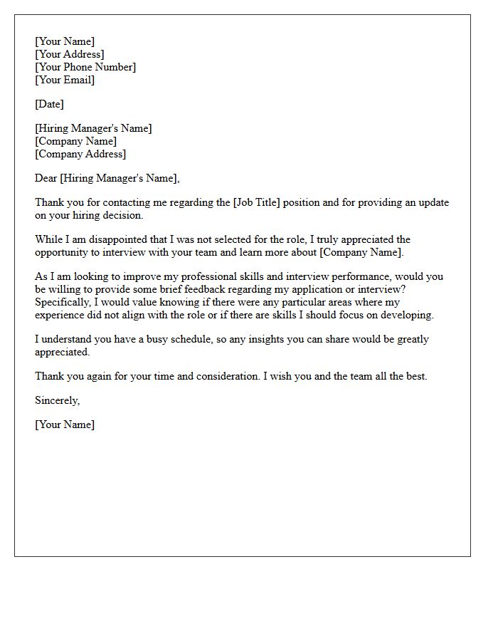 Unsuccessful Placement Feedback Request Letter