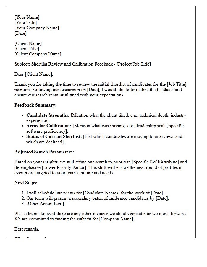 Client Alignment And Shortlist Feedback Letter