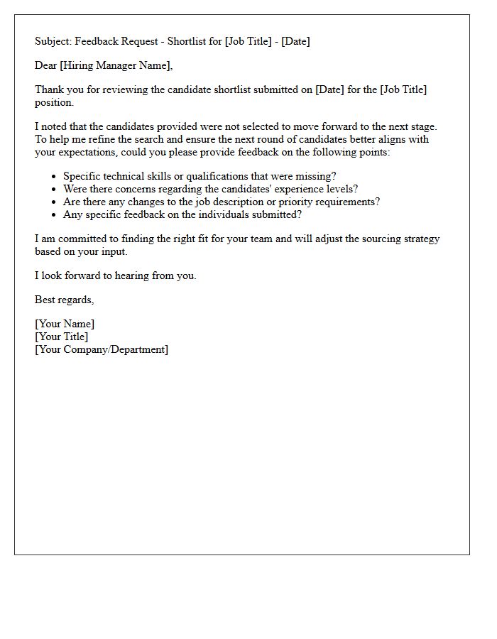 Feedback Request Letter Regarding Rejected Candidate Shortlist