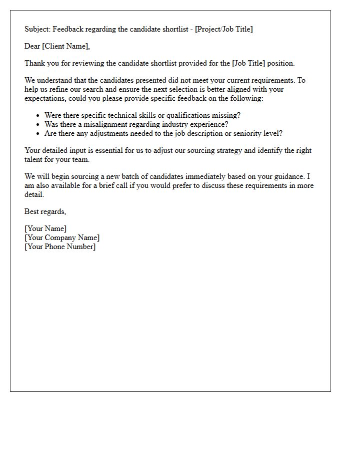 Letter To Client Regarding Rejected Shortlist Feedback