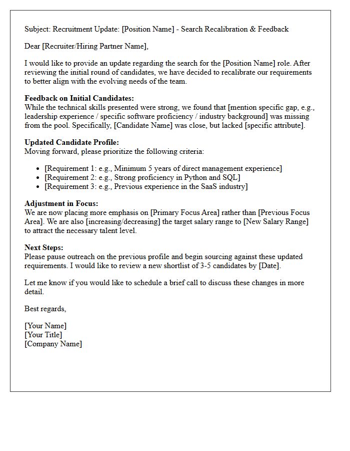 Recruitment Search Recalibration And Feedback Letter