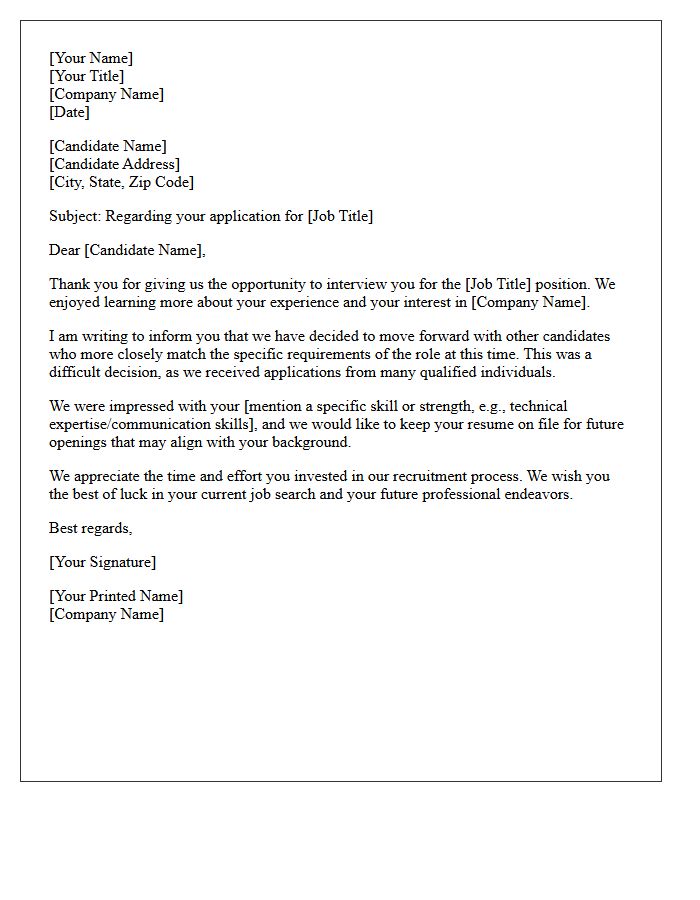 Recruitment Shortlist Rejection Follow-Up Letter
