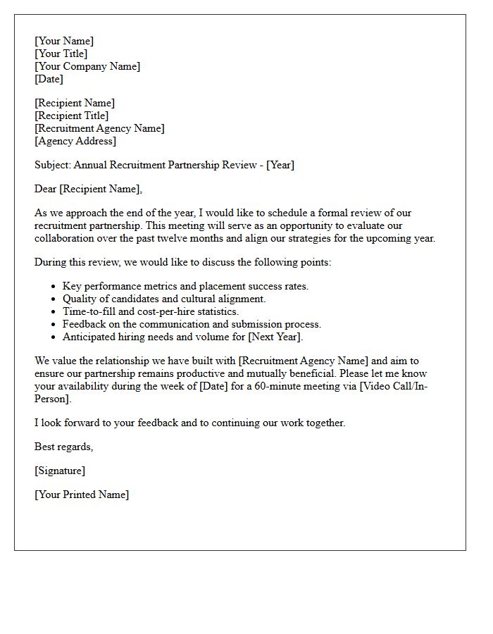 Annual Recruitment Partnership Review Letter