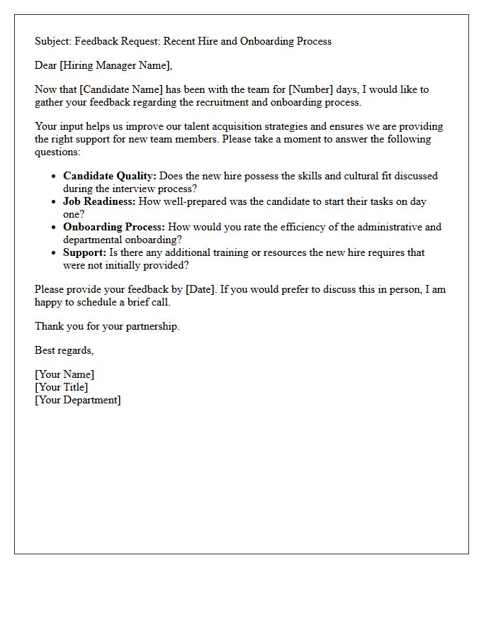 Candidate Quality and Onboarding Feedback Request Letter