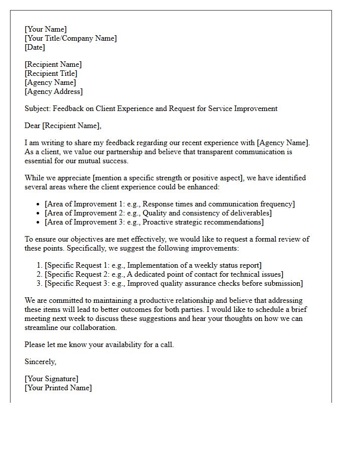 Client Experience and Agency Improvement Request Letter