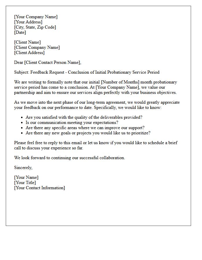 End of Probation Period Client Feedback Letter