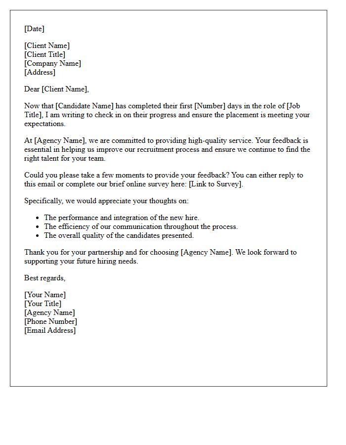 Post-Placement Client Satisfaction Feedback Request Letter