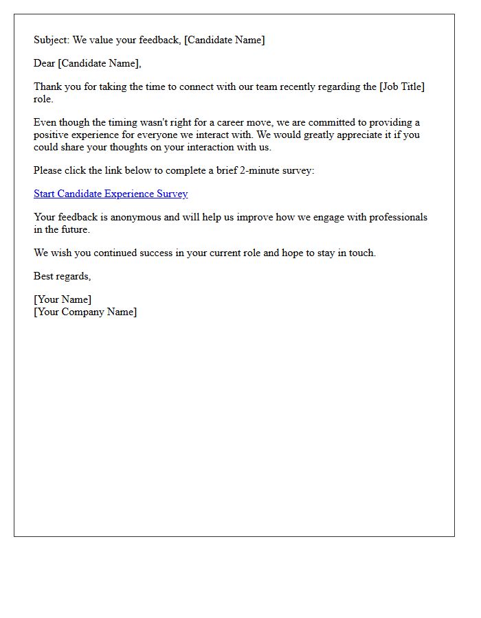 Candidate Experience Survey Letter For Passive Talent