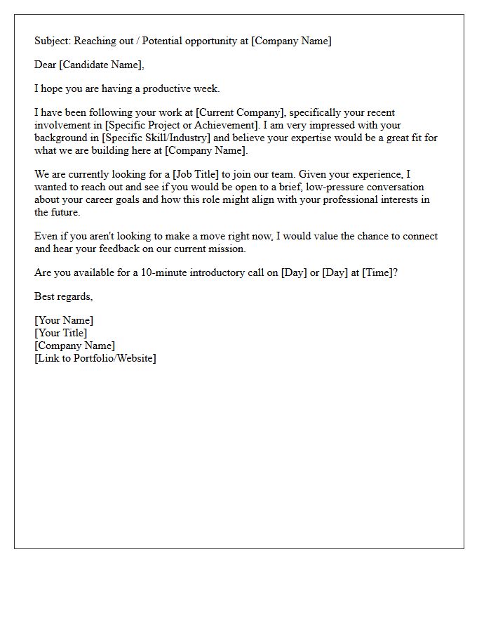 Initial Contact Feedback Letter For Passive Professionals