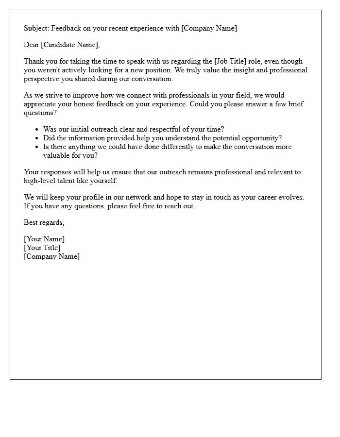 Passive Candidate Outreach Experience Feedback Letter