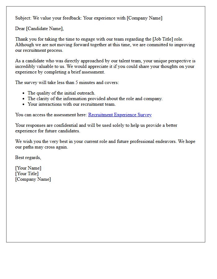 Recruiting Experience Assessment Letter For Approached Candidates