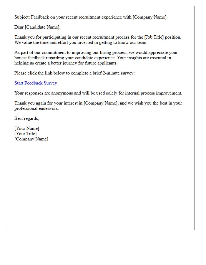 Recruitment Contact Experience Feedback Letter