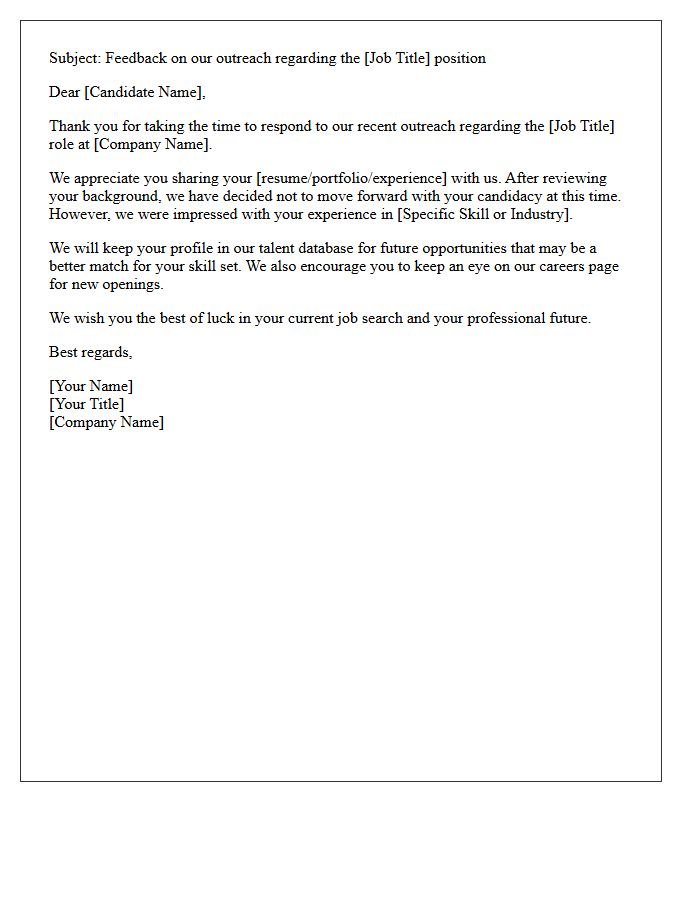 Talent Acquisition Outreach Feedback Letter