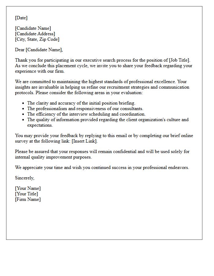 Executive Placement Process Evaluation Letter