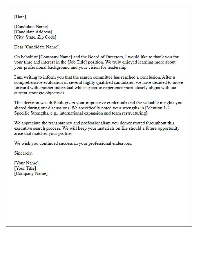 Executive Recruitment Conclusion Feedback Letter