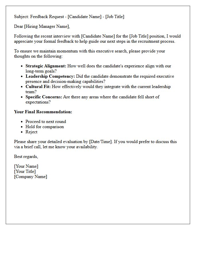 Executive Talent Acquisition Feedback Request Letter