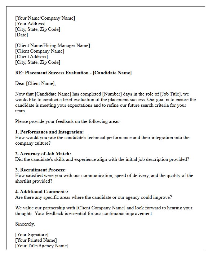 Agency Placement Success Evaluation Letter