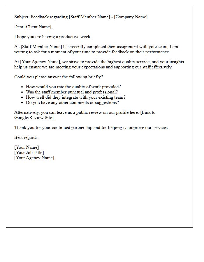 Client Review Request Letter for Temporary Staff