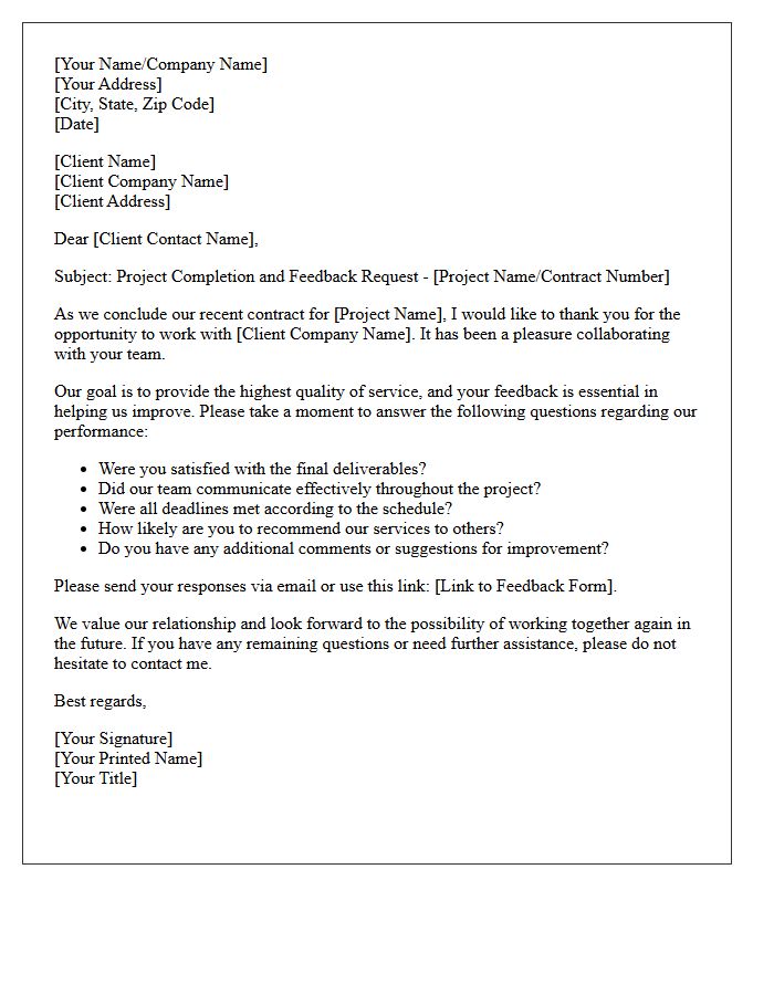 End of Contract Client Satisfaction Letter