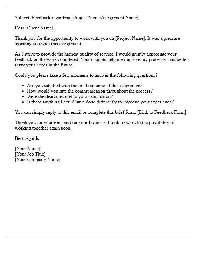 Post-Assignment Client Feedback Request Letter