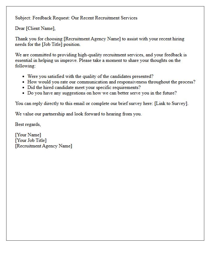 Recruitment Service Satisfaction Inquiry Letter