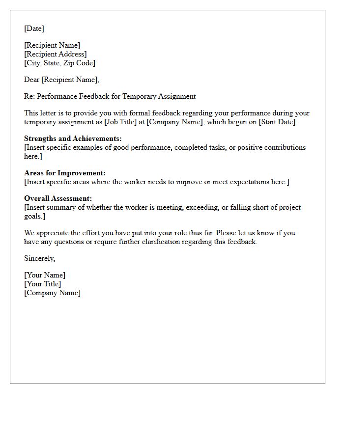 Temporary Worker Performance Feedback Letter