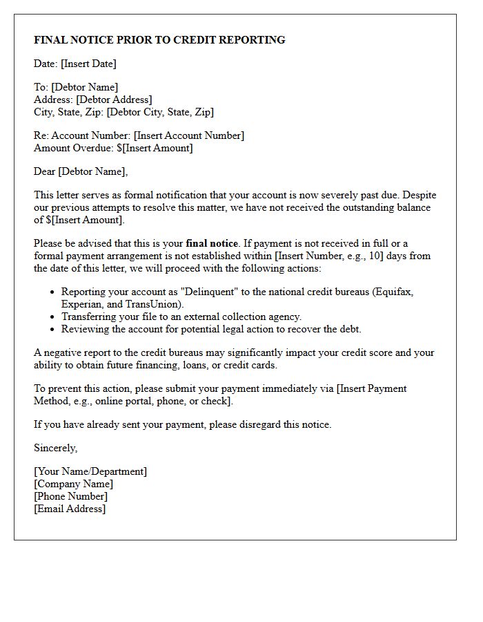 Final Notice Before Credit Impact Collection Letter