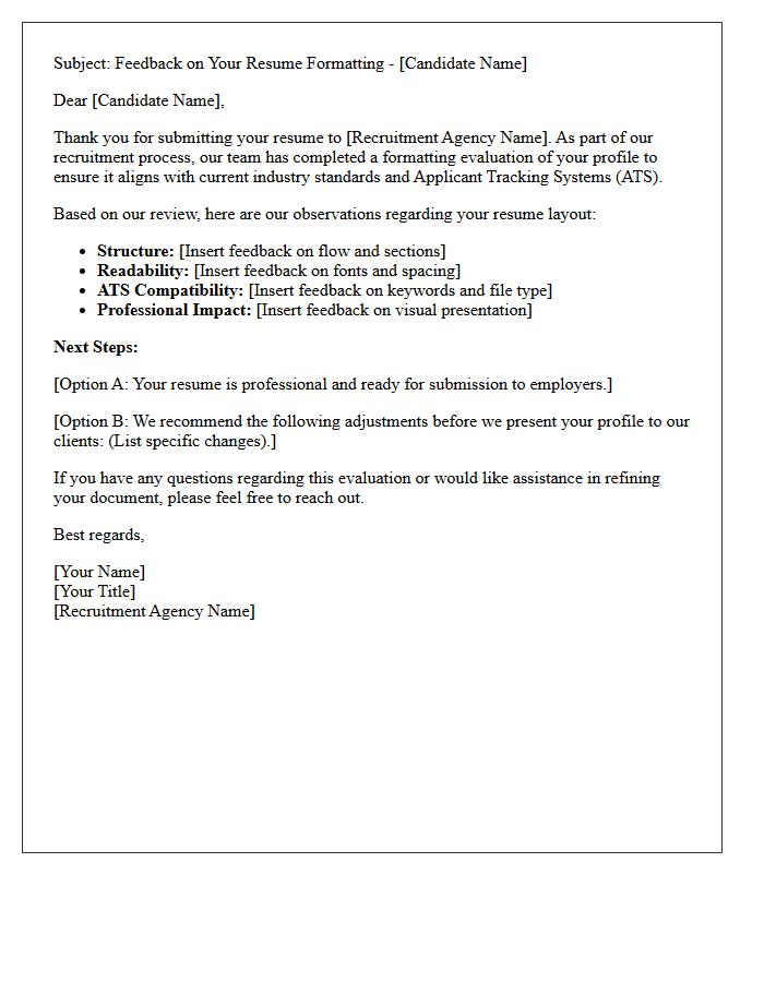 Recruitment Service Letter For Resume Formatting Evaluation
