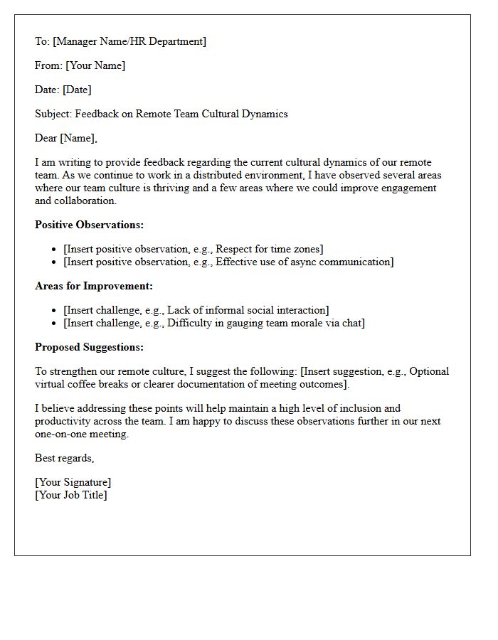 Remote Team Cultural Dynamics Feedback Letter