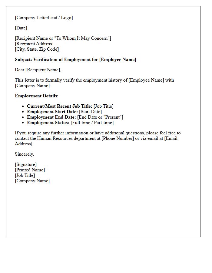Basic Tenure And Title Employment History Verification Letter