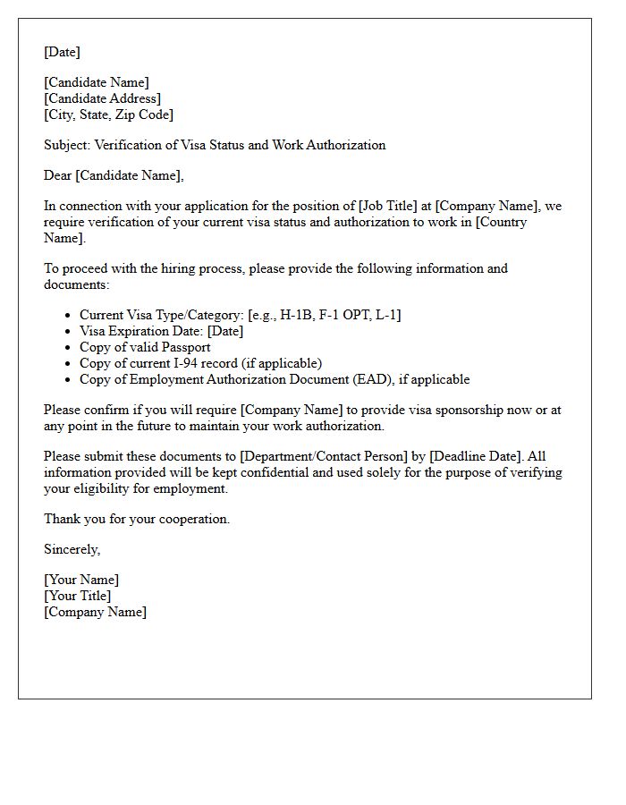 Candidate Visa Status Verification Letter