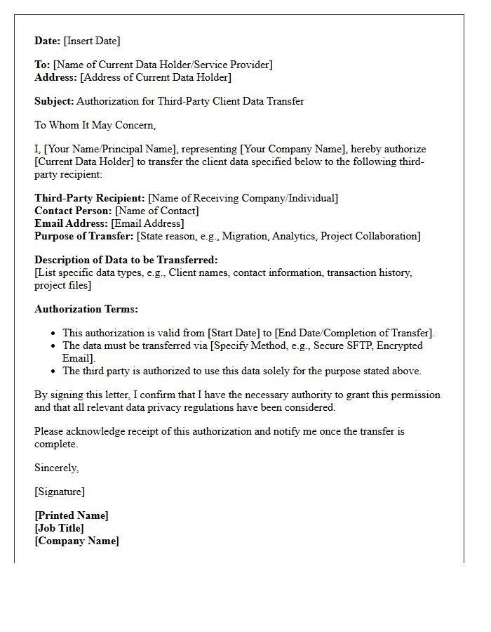 Third-Party Client Data Transfer Authorization Letter