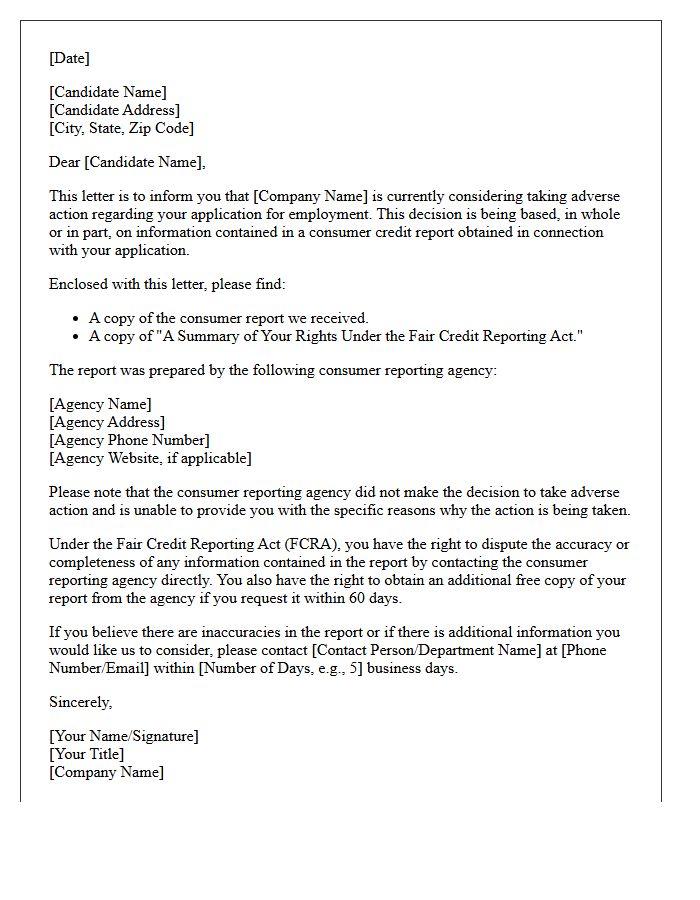 Pre-Adverse Action Letter Regarding Candidate Credit Verification Findings
