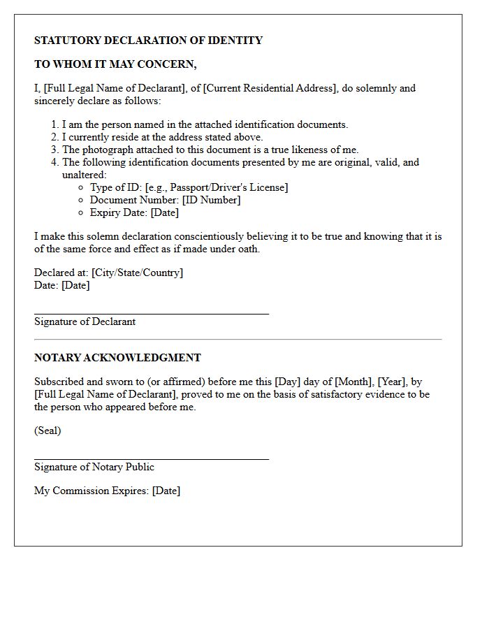 Notarized Statutory Identity Confirmation Letter