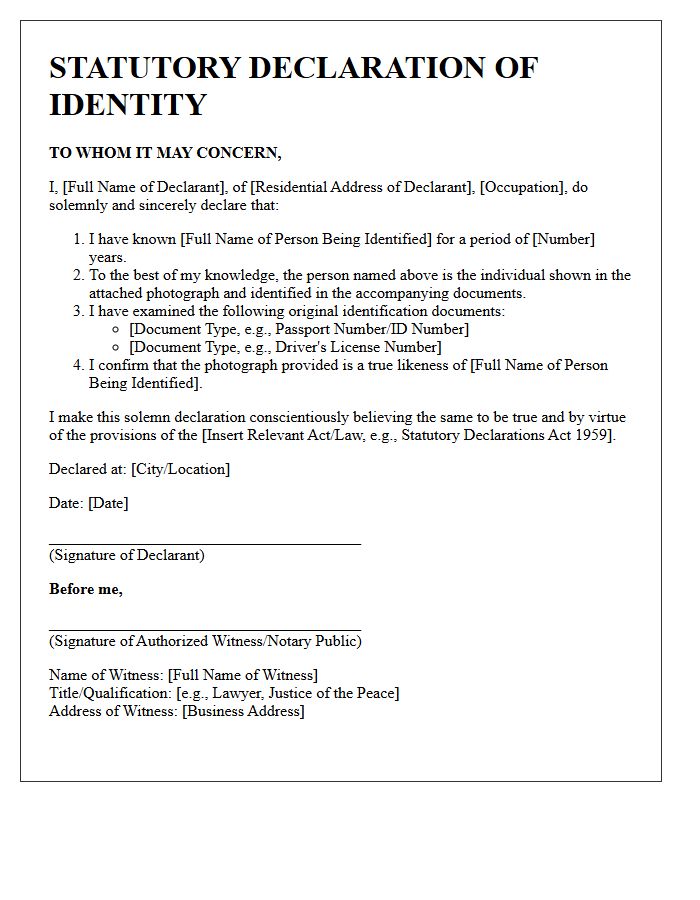 Statutory Declaration of Identity Verification Letter