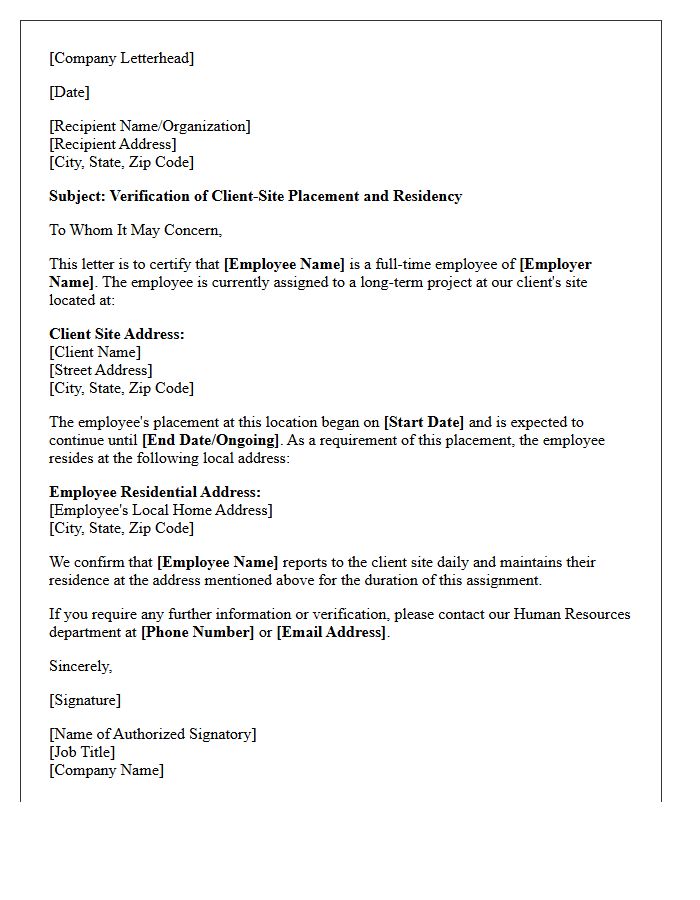 Client-Site Placement Residency Proof Letter