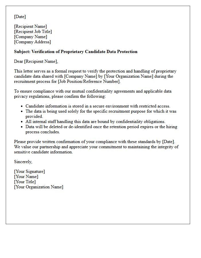 Proprietary Candidate Data Protection Verification Letter