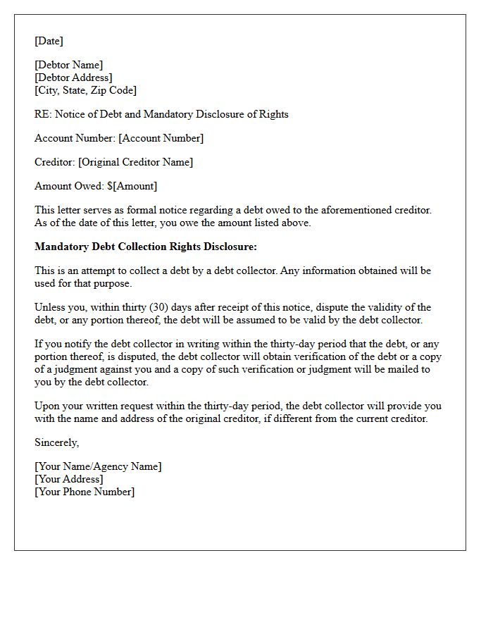 Mandatory Debt Collection Rights Disclosure in the Letter