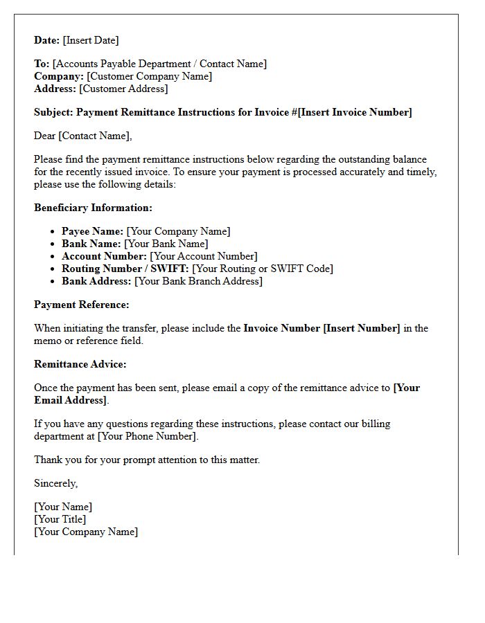 Payment Remittance Instructions Provided in the Letter