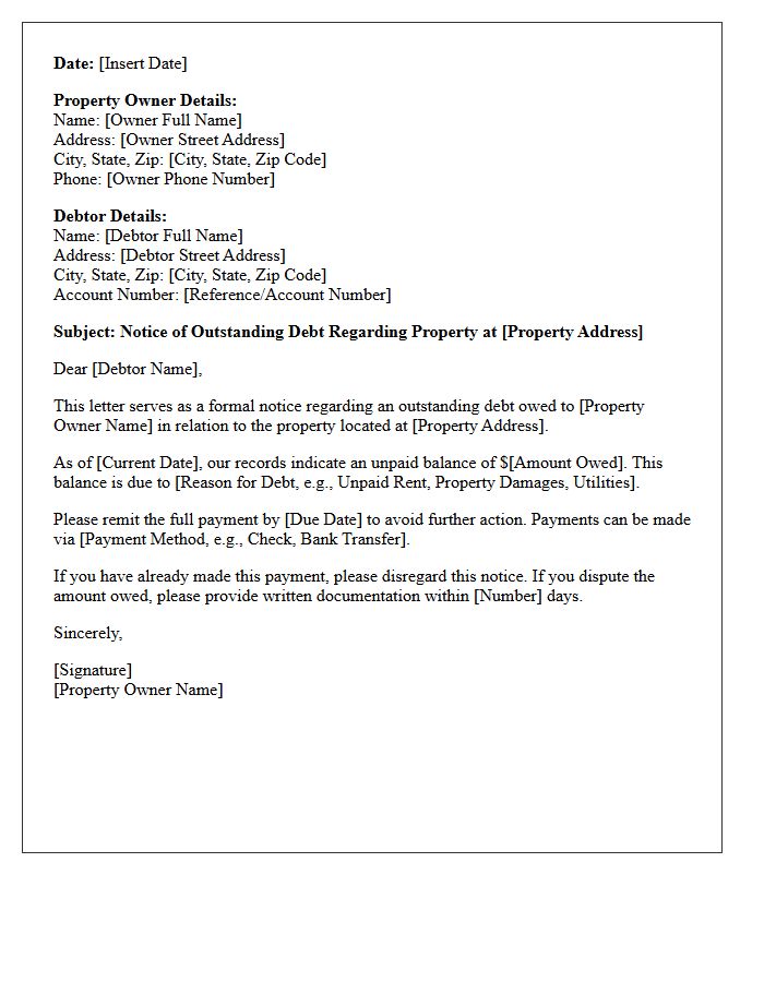 Property Owner and Debtor Details in the Letter