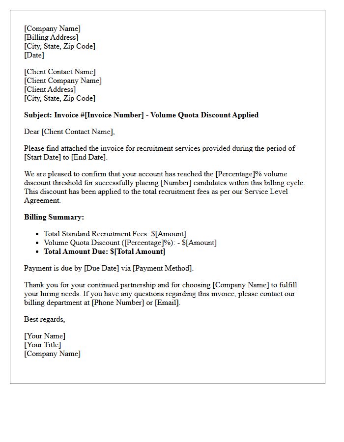 Candidate Volume Quota Discount Invoice Letter