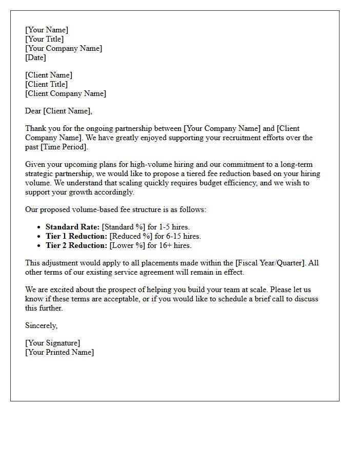 Client Volume Hiring Fee Reduction Letter