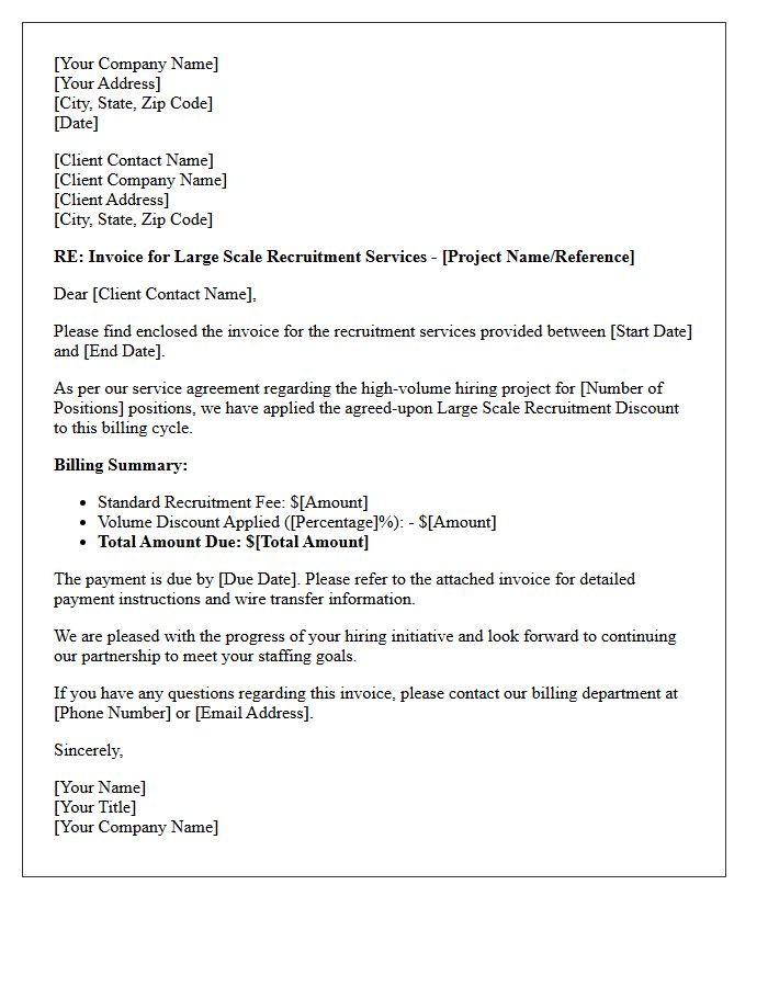 Large Scale Recruitment Discount Billing Letter