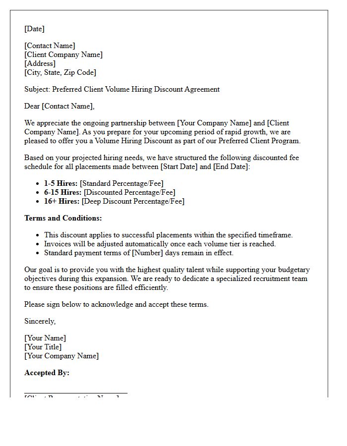 Preferred Client Volume Hiring Discount Letter