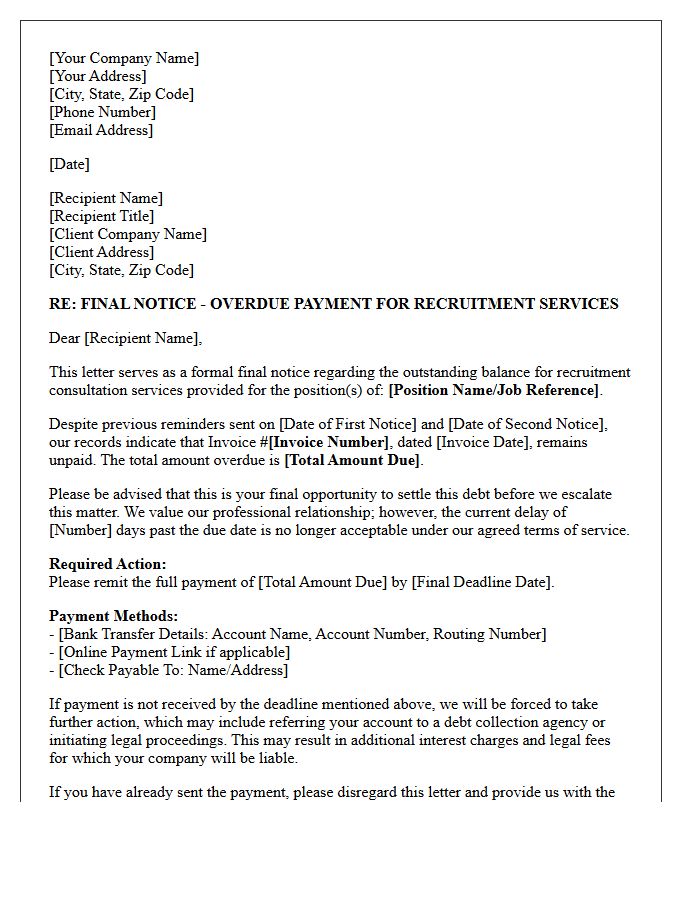 Final Overdue Payment Letter for Recruitment Consultations